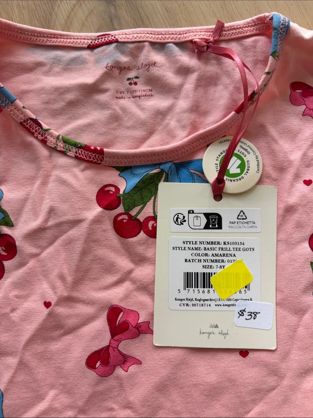 NWT Girls' Konges Slojd Pink Cherry Bow Set